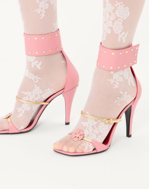 Valentino Garavani - Kidskin Cuffie Sandal 100mm - Pink - Woman - Sandals